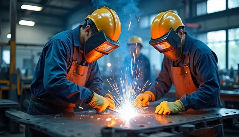 Tim bengkel las MBUZENK ZETRO sedang bekerja