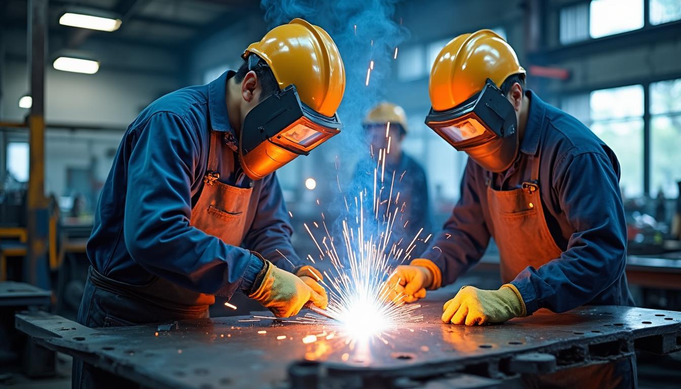 Tim bengkel las MBUZENK ZETRO sedang bekerja